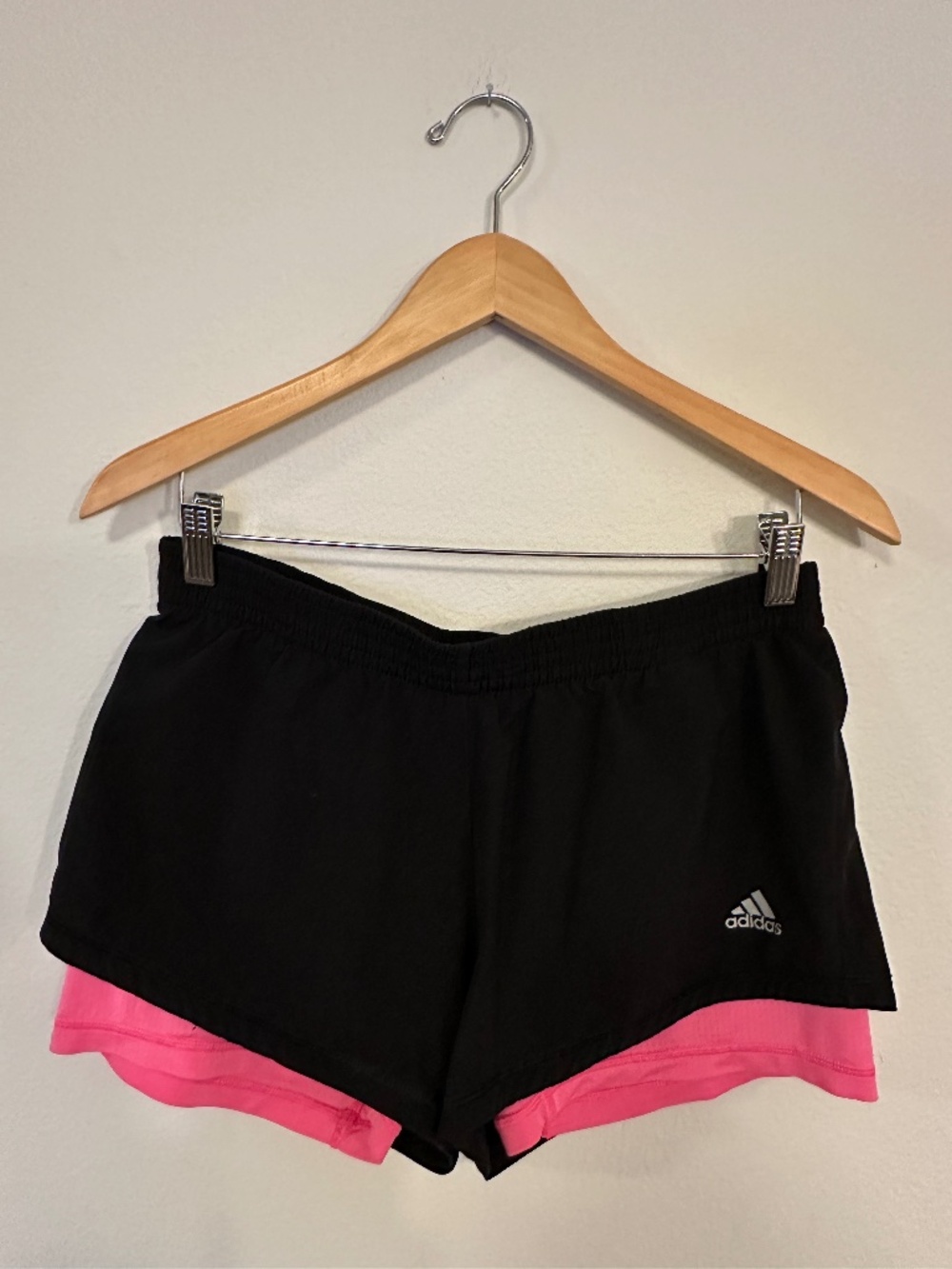 adidas Climalite 2-in-1 Running Shorts Black Pink Women's Medium